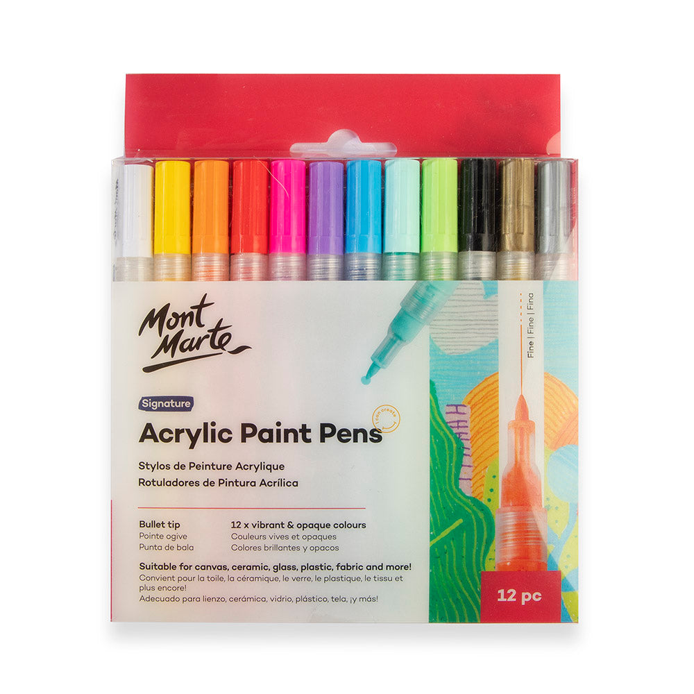 Acrylic Paint Pens Signature Fine Tip 12pc Mont Marte