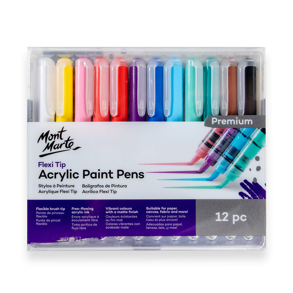 Mont Marte Flexi Tip Acrylic Paint Pens Premium 12pc