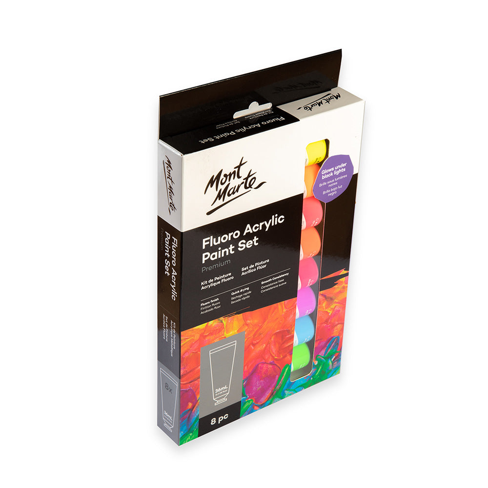 Fluoro Acrylic Paint Set Premium 8pc x 36ml – Mont Marte Australia