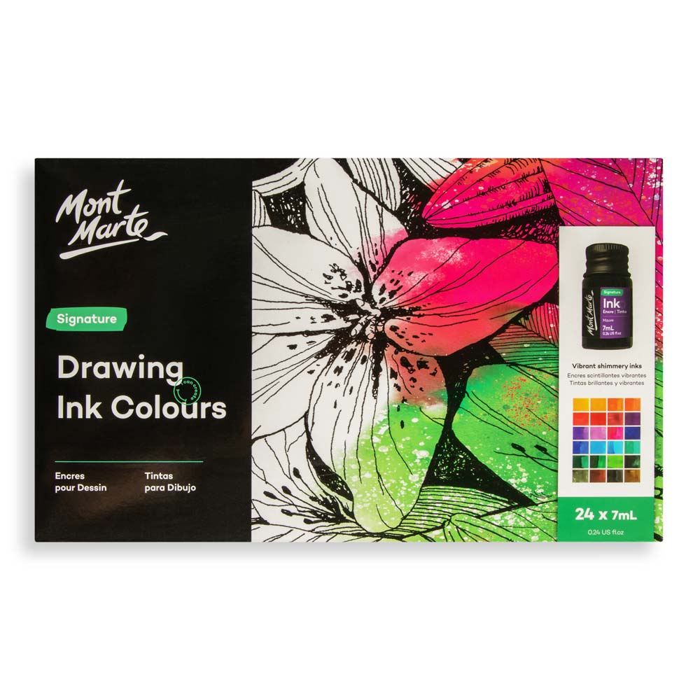 Mont Marte Drawing Ink Colours 24pc x 7ml (0.24 US fl.oz) – Mont Marte ...