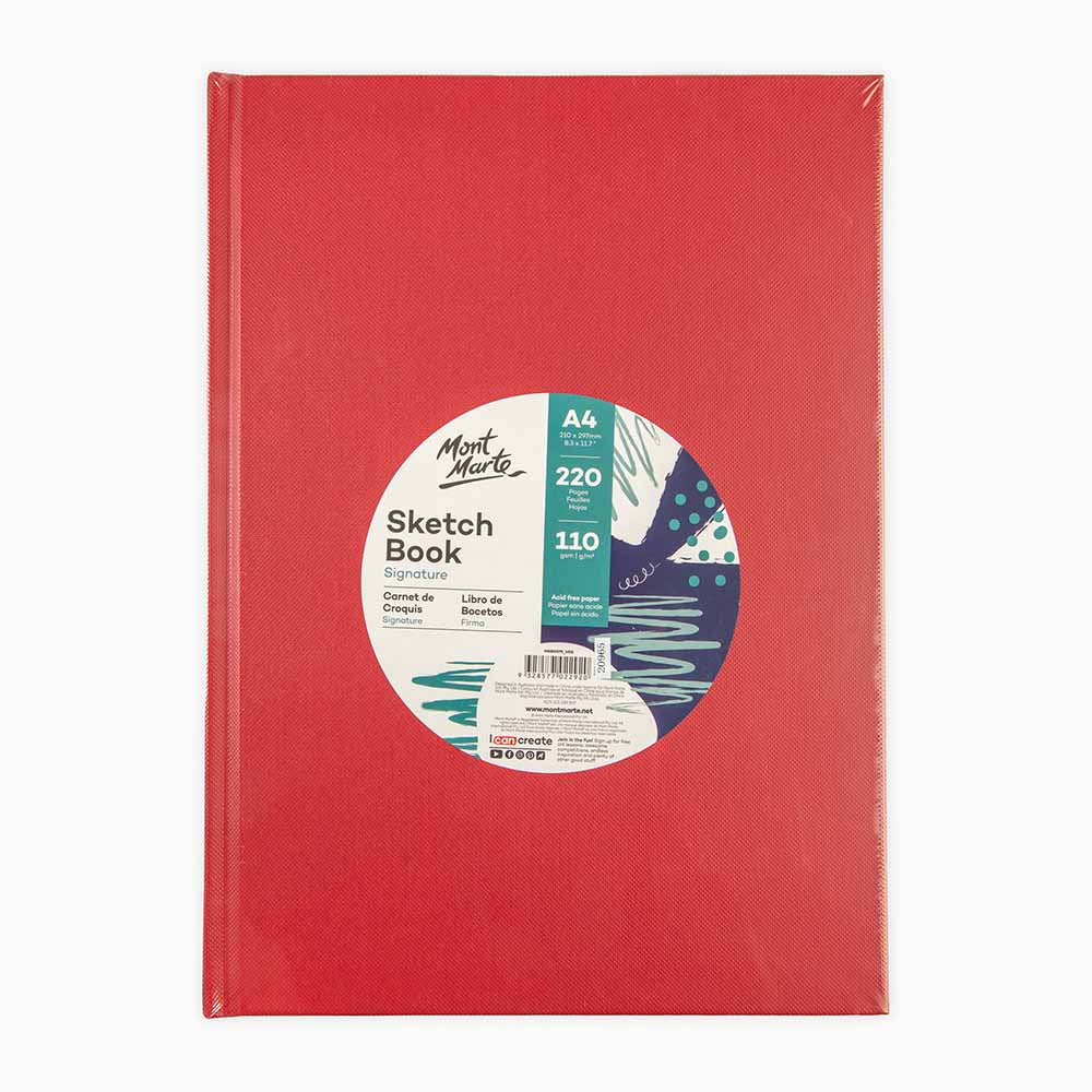 Royal & Langnickel A5 Sketchbook | Red Casebound Cartridge Paper Sketch Pad, 220 Pages 110gsm