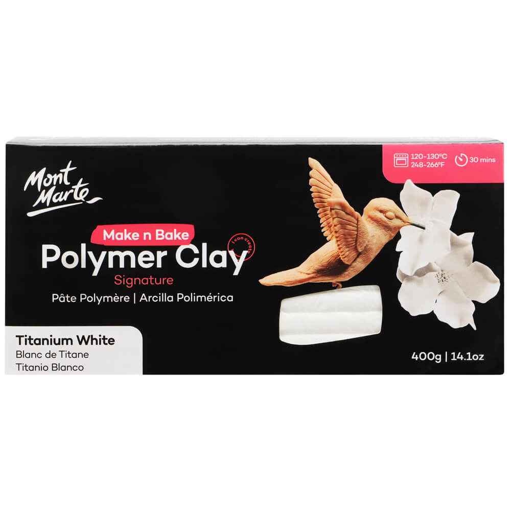 Make n Bake Polymer Clay Signature 400g (14.1oz) - Titanium White – Mont  Marte