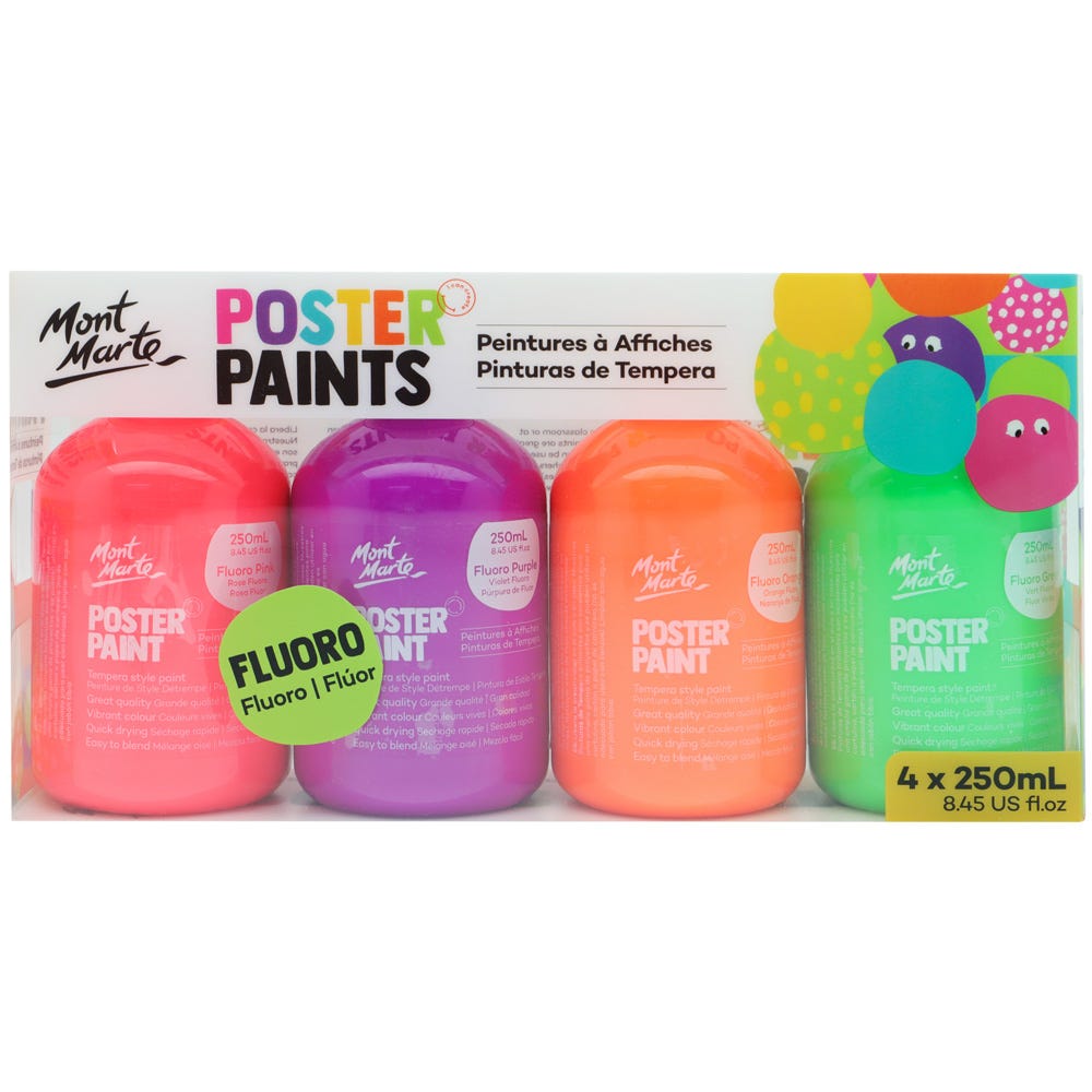 Poster Paint 250ml 4pc (8.45 US fl.oz) - Fluoro