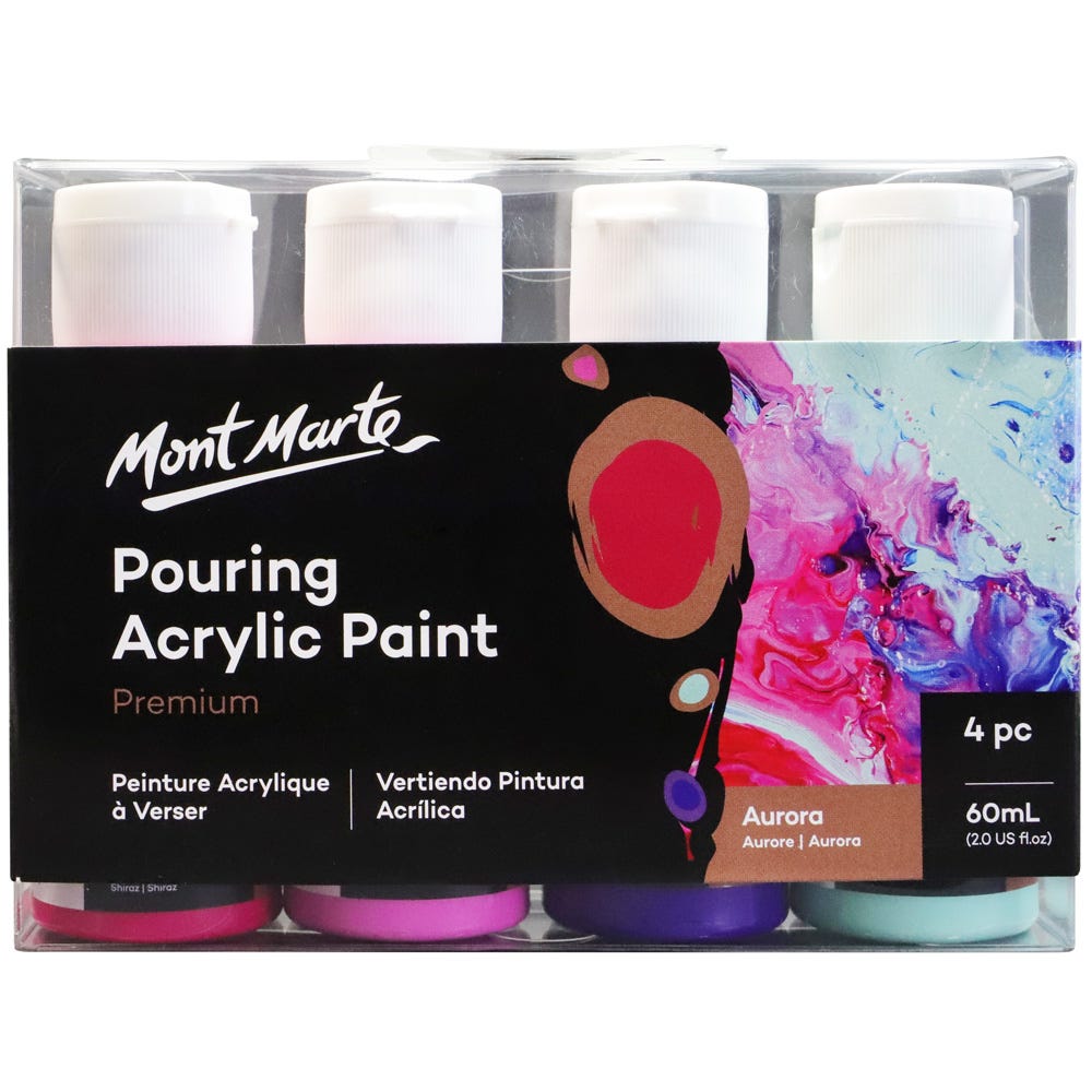 Pouring Acrylic Paint Set Premium 4pc x 60ml (2 US fl.oz) -  Aurora