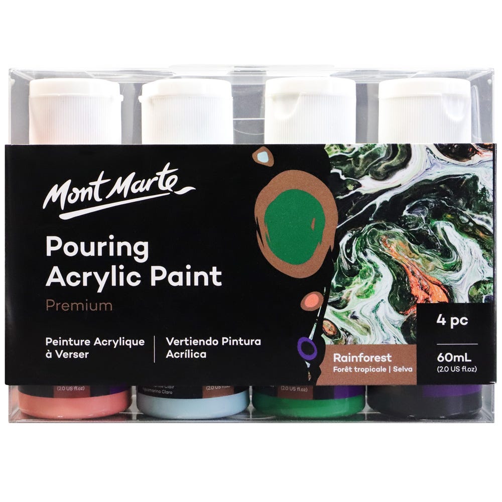 Pouring Acrylic Paint Set Premium 4pc x 60ml (2 US fl.oz) - Rainforest