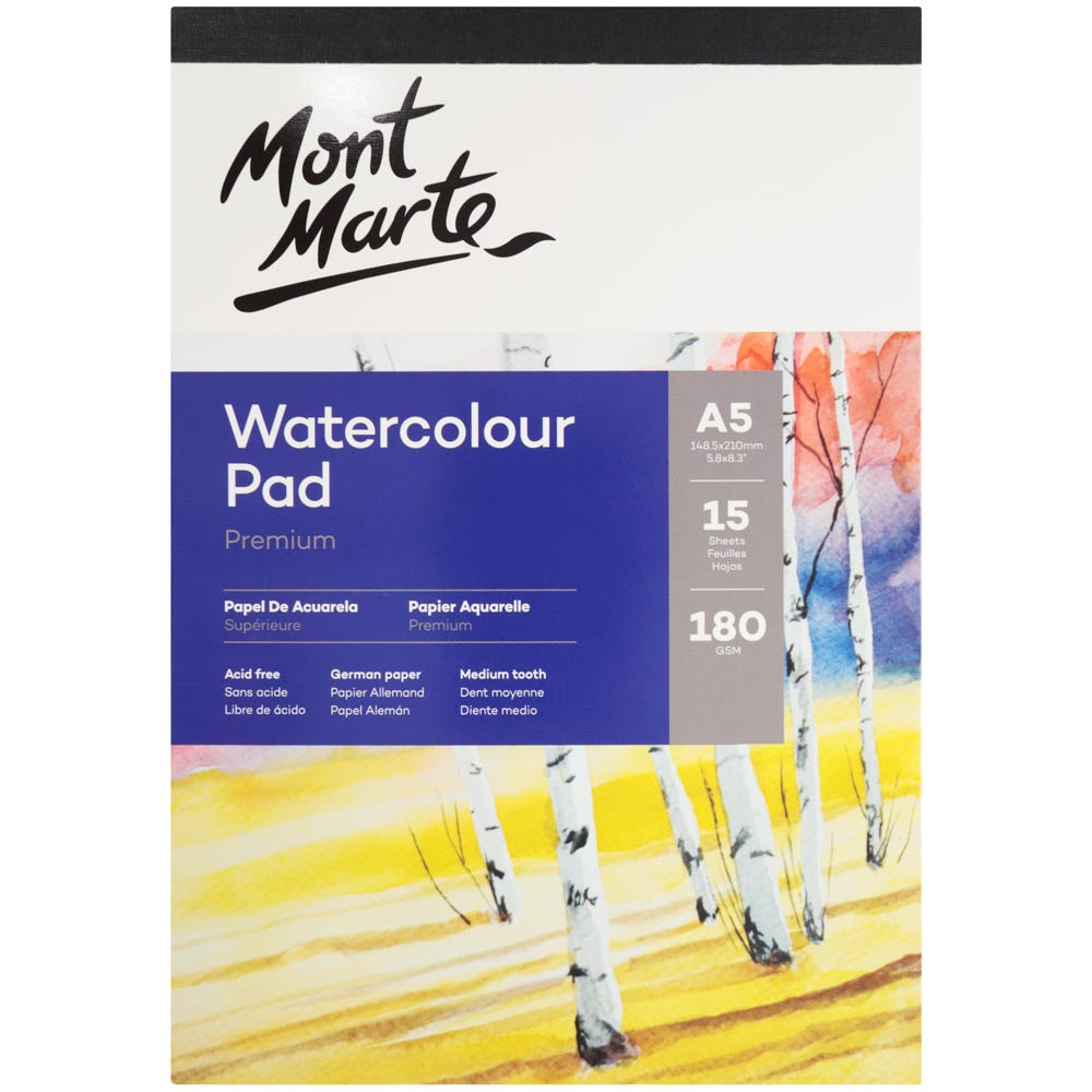 Watercolour Pad German Paper Premium A5 180gsm 15 Sheet