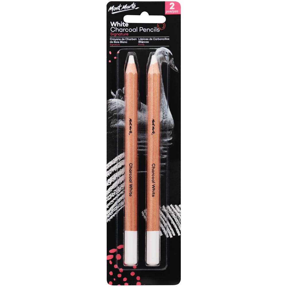 White Charcoal Pencils Lge Hex Signature 2pc